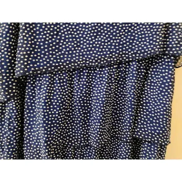 1X Coldwater Creek Blue And White Polkadot Layered Ruffles Sleeveless Blouse. 18 - Picture 5 of 16